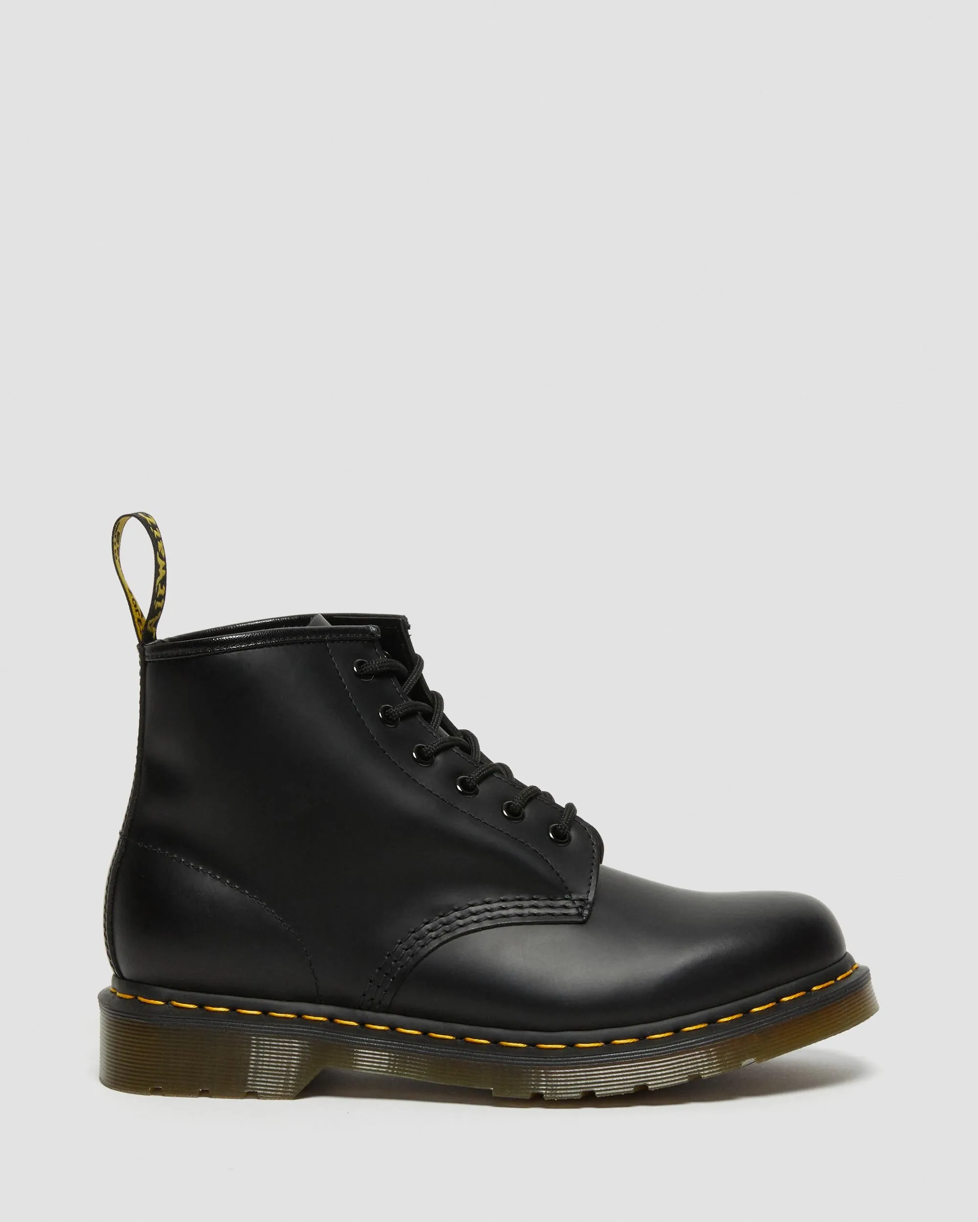 101 Yellow smooth leather ankle boots with Dr stitching. Martens