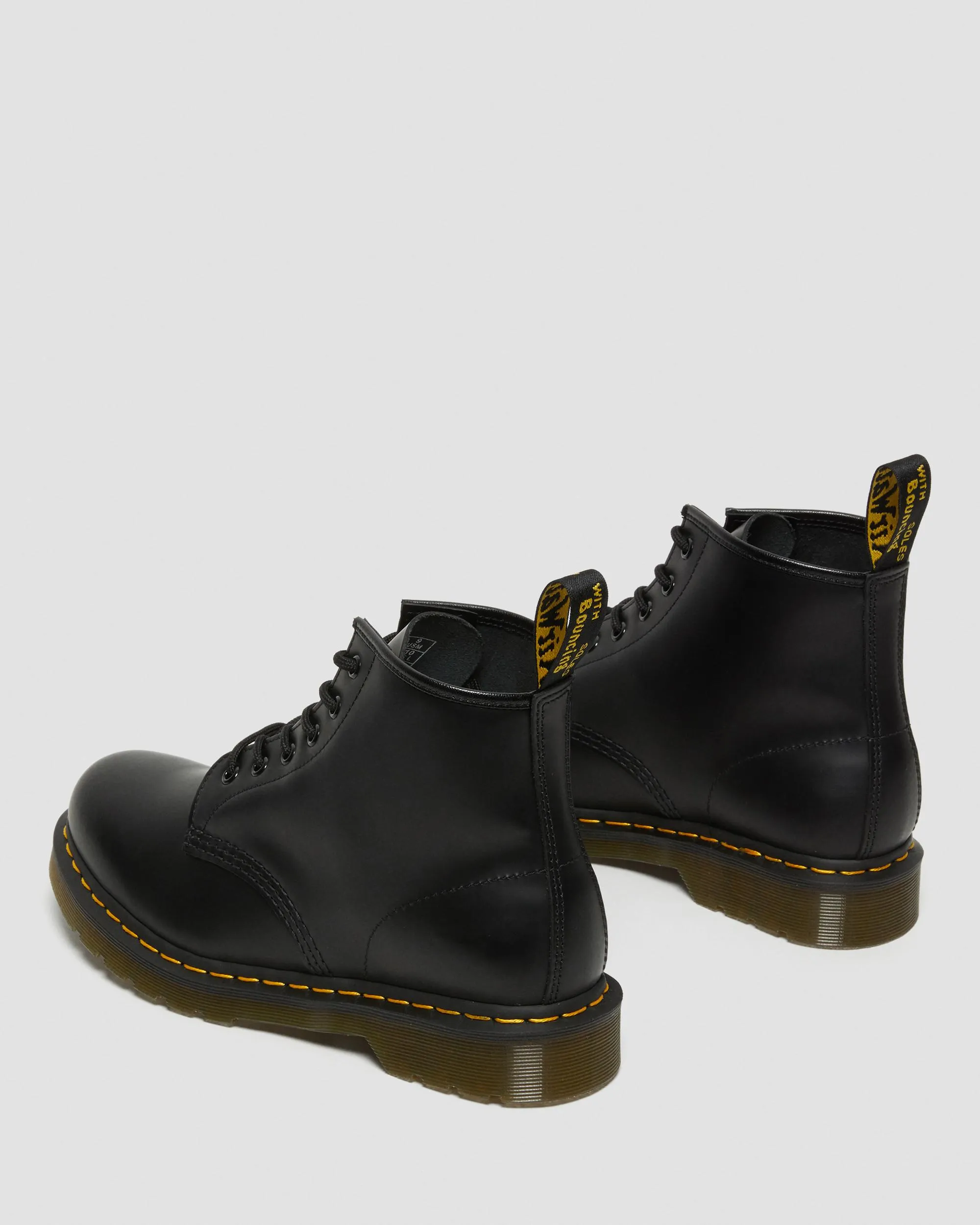 101 Yellow smooth leather ankle boots with Dr stitching. Martens