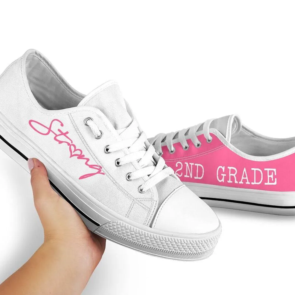 2Nd Grade Strong Pink White Shoes, Teacher Shoes, Low Top Sneakers