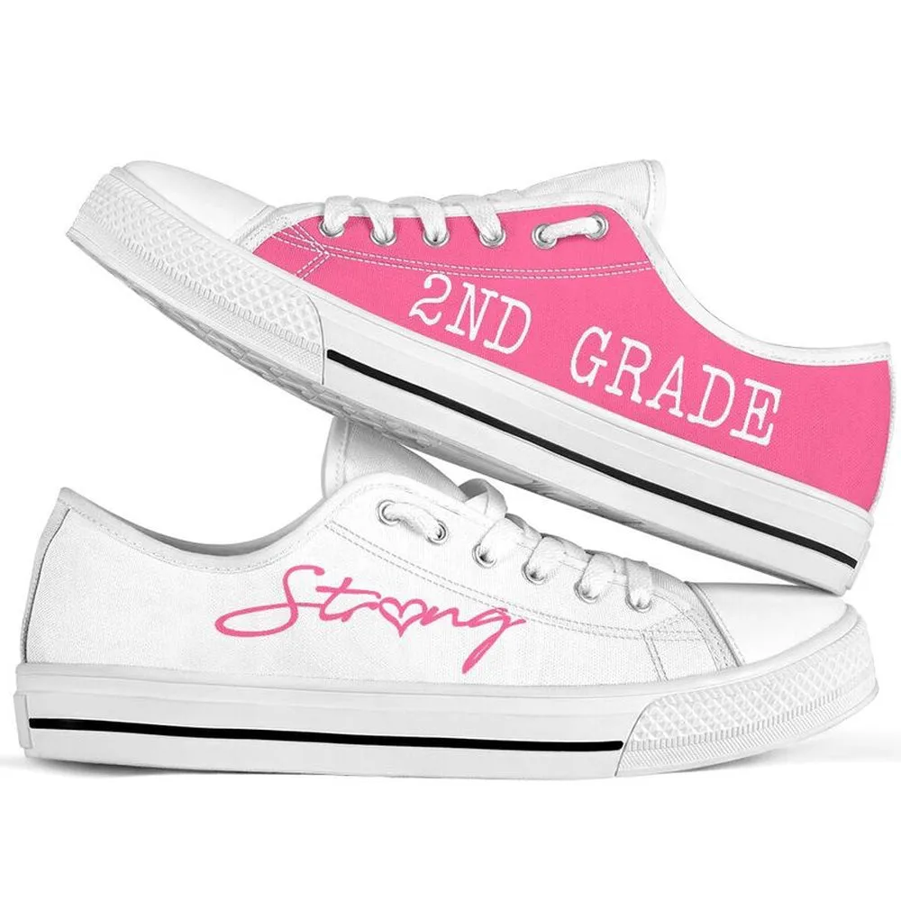 2Nd Grade Strong Pink White Shoes, Teacher Shoes, Low Top Sneakers