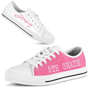 5Th Grade Strong Pink White Shoes, Teacher Shoes, Low Top Sneakers