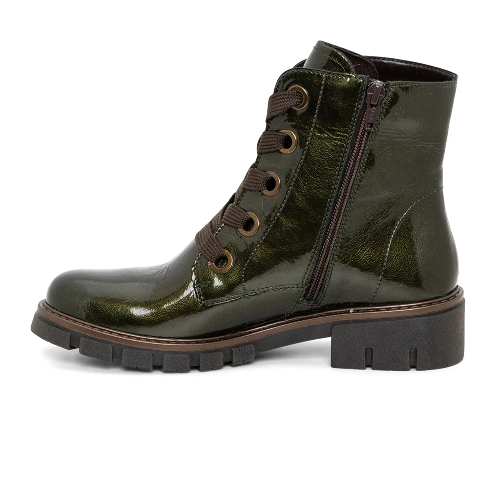 Ara Debbie Combat Boot (Women) - Forest Metallic Patent