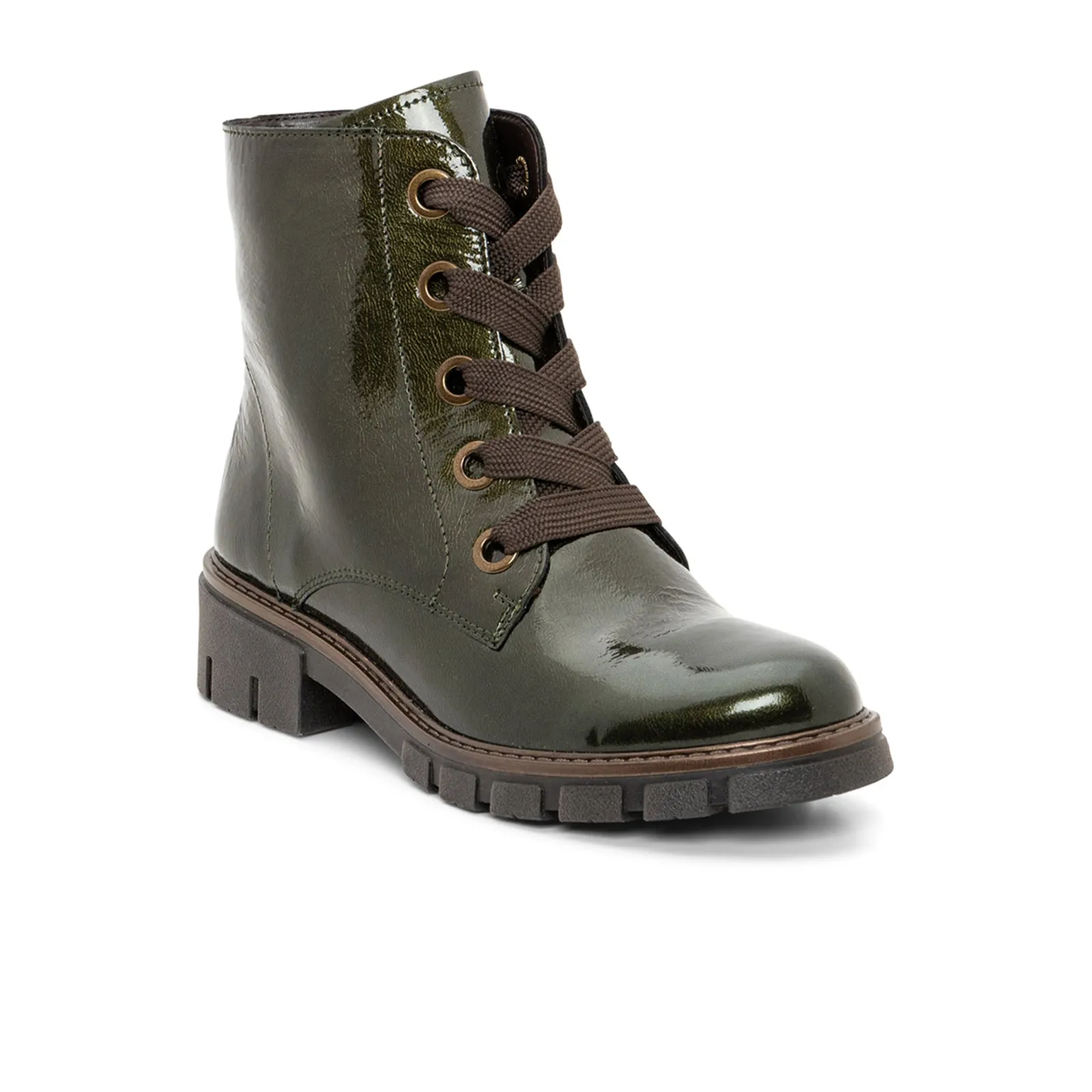 Ara Debbie Combat Boot (Women) - Forest Metallic Patent