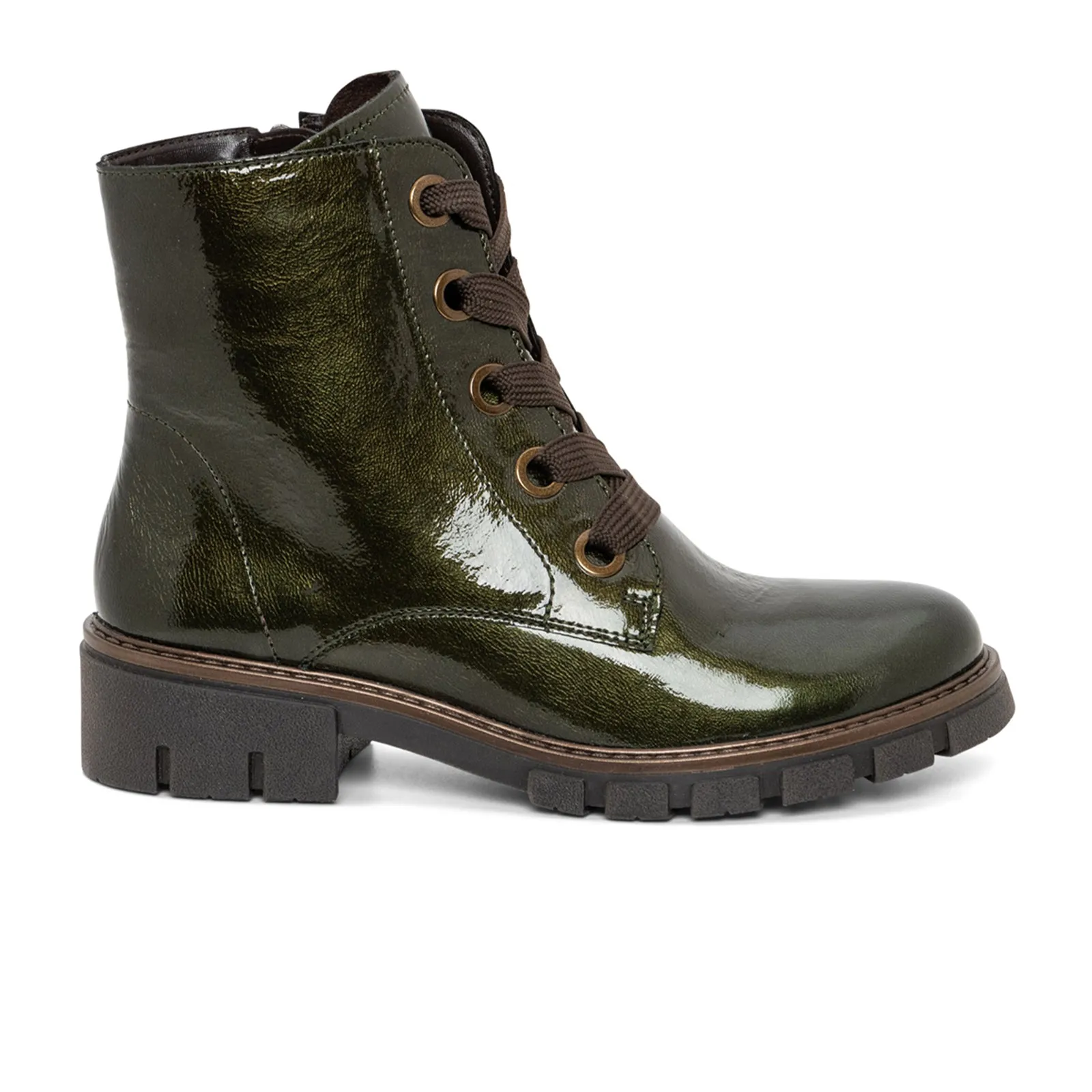 Ara Debbie Combat Boot (Women) - Forest Metallic Patent