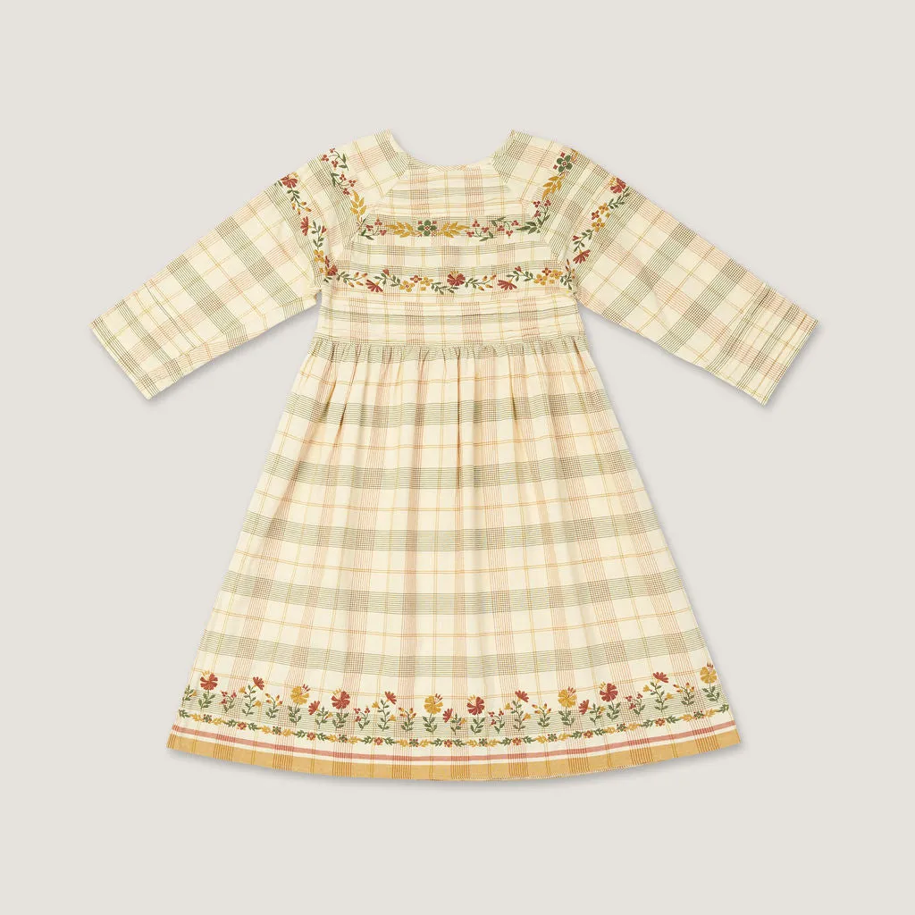 AVA DRESS, HARVEST PLAID WITH EMBROIDERY