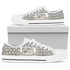 Because Turtles Low Top Shoes Sneaker, Animal Print Canvas Shoes, Print On Canvas Shoes