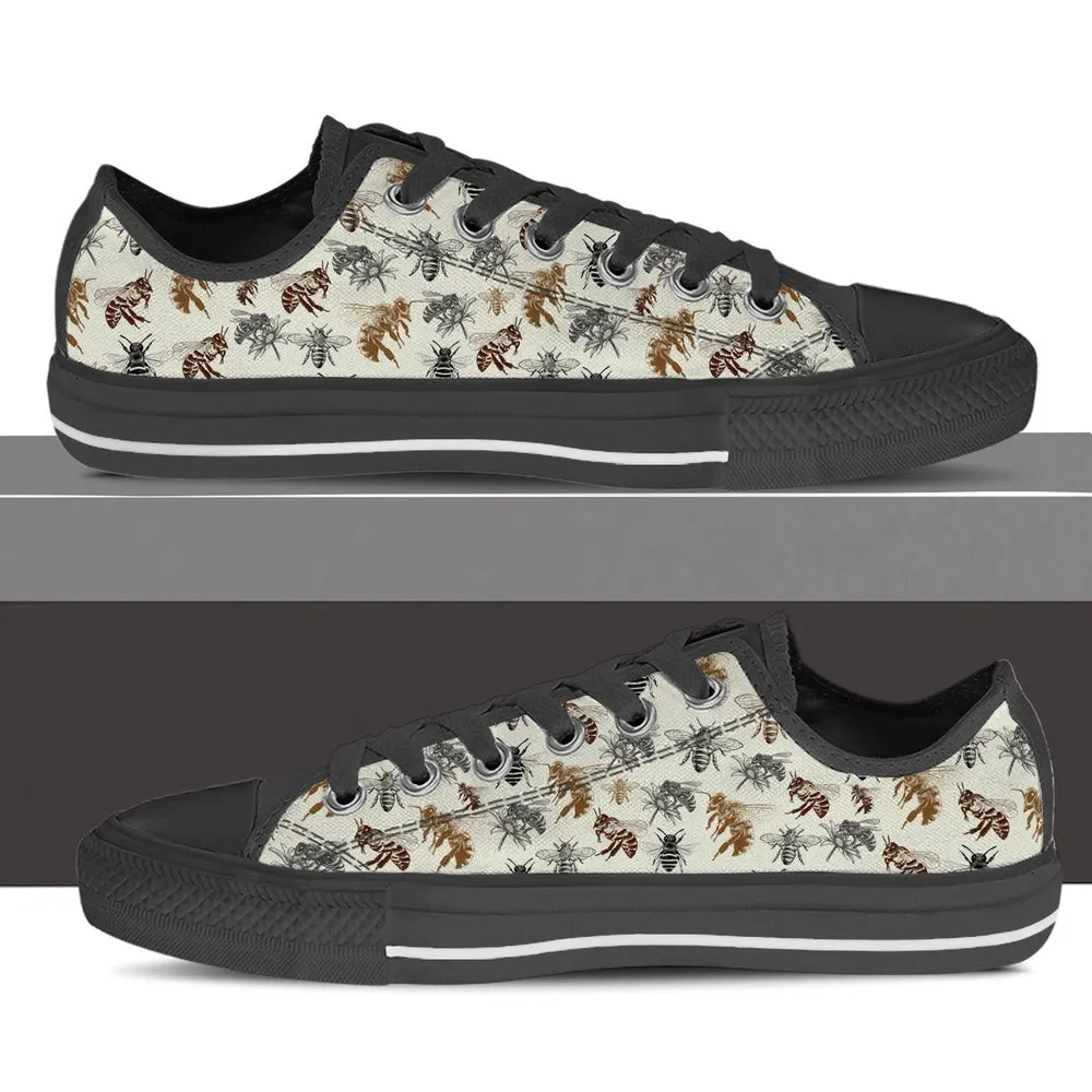 Bee Low Top Shoes For Men Women, Animal Print Canvas Shoes, Print On Canvas Shoes