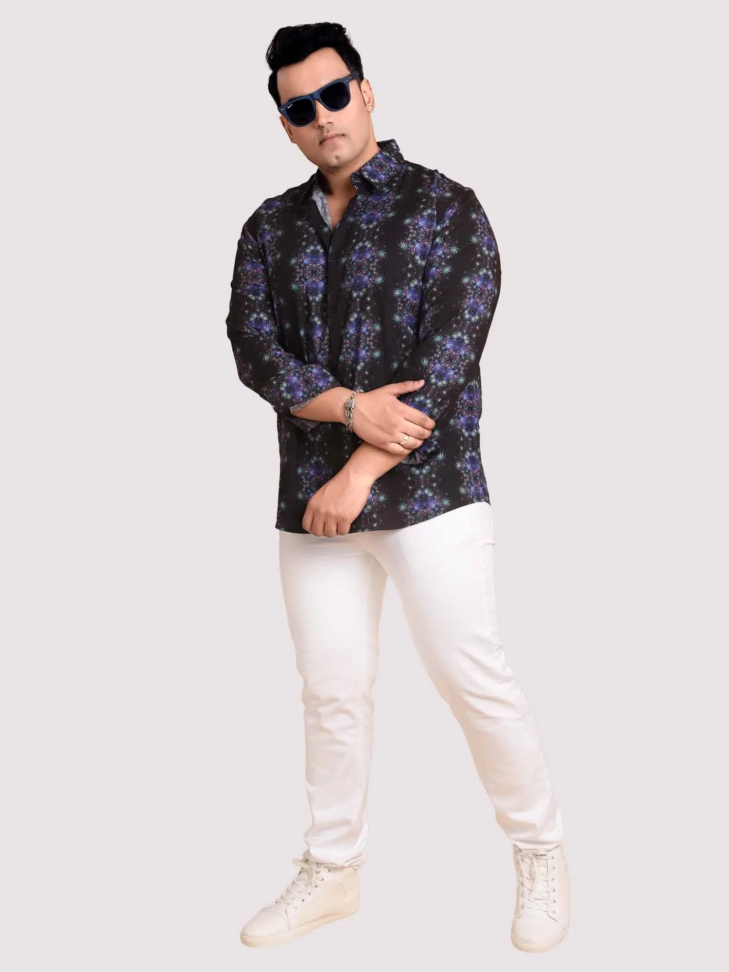 Blushing Flower Printed Full Sleeve Men's Plus Size