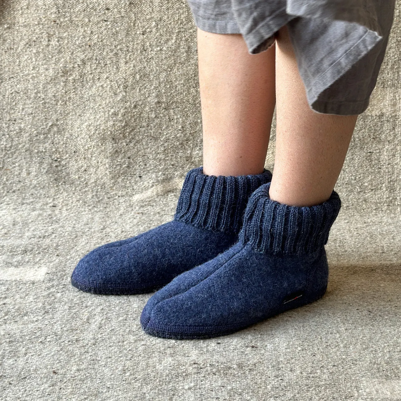 Boiled Wool Slipper Boots - Karl - Denim (Adults 36-42)