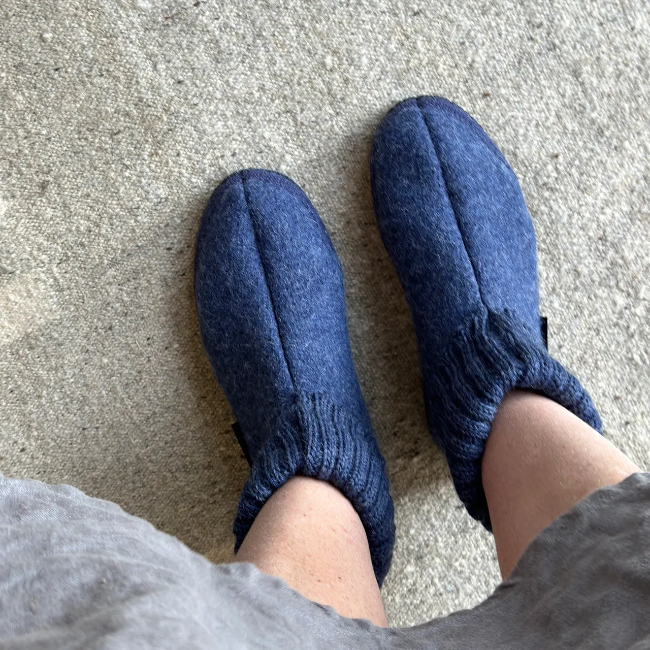 Boiled Wool Slipper Boots - Karl - Denim (Adults 36-42)