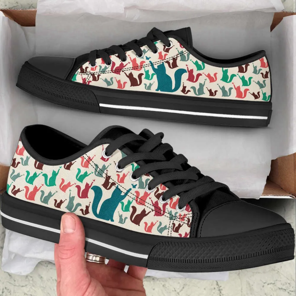 Cat Lover Shoes Pattern Color Low Top Shoes Canvas Shoes Print Lowtop, Cat Canvas Shoes