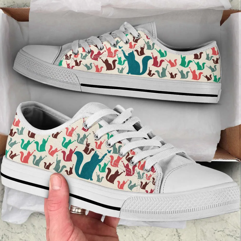 Cat Lover Shoes Pattern Color Low Top Shoes Canvas Shoes Print Lowtop, Cat Canvas Shoes