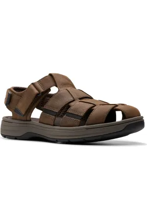 Clarks Saltway Cove sandal in Dark Brown Leather