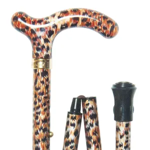 Classic Canes Slimline Folding Fashion Petite Cane Cheetah