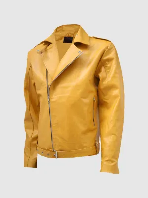 Classic Yellow Leather Jacket