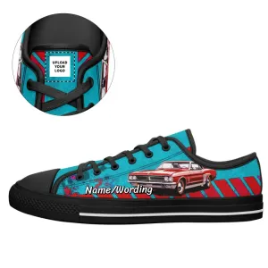 Gift ideas for clients, Custom Company Promo Gifts Customized Back to School Shoes, Canvas Casual Sneaker with Cool Car Design, KWL-23020037