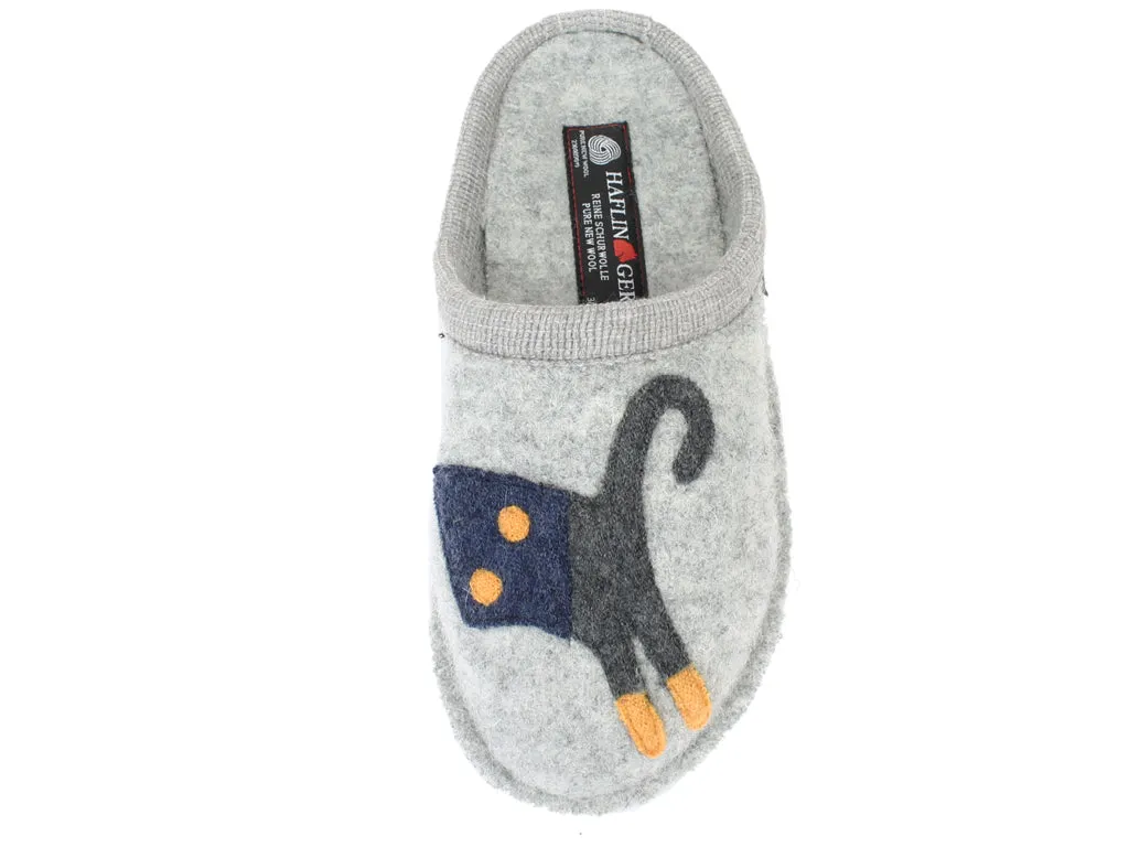 Haflinger Slippers Flair Cucho Cat Grey