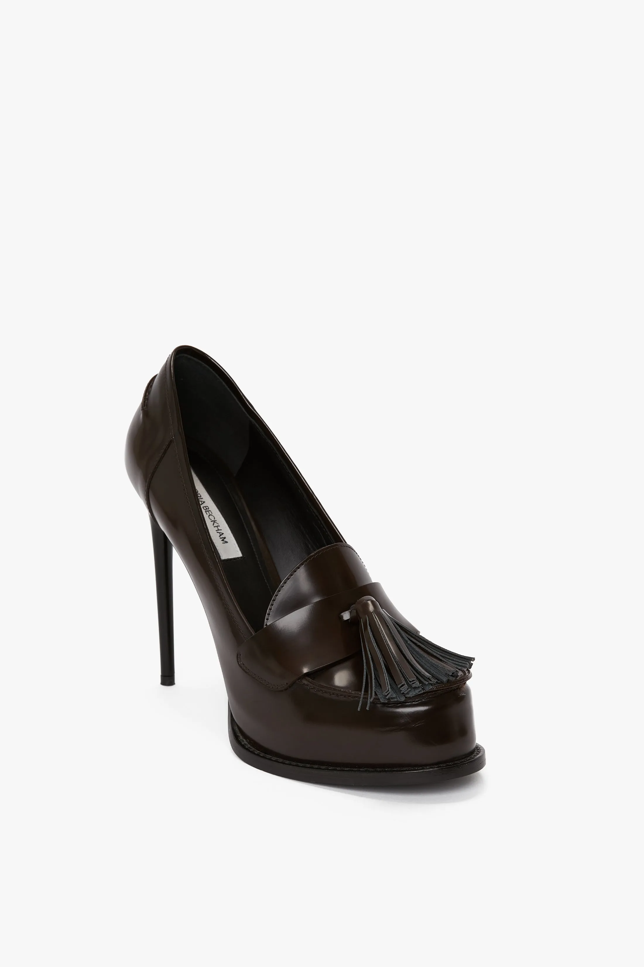 High Heeled Loafer With Toggles In Coffee Liqueur Leather