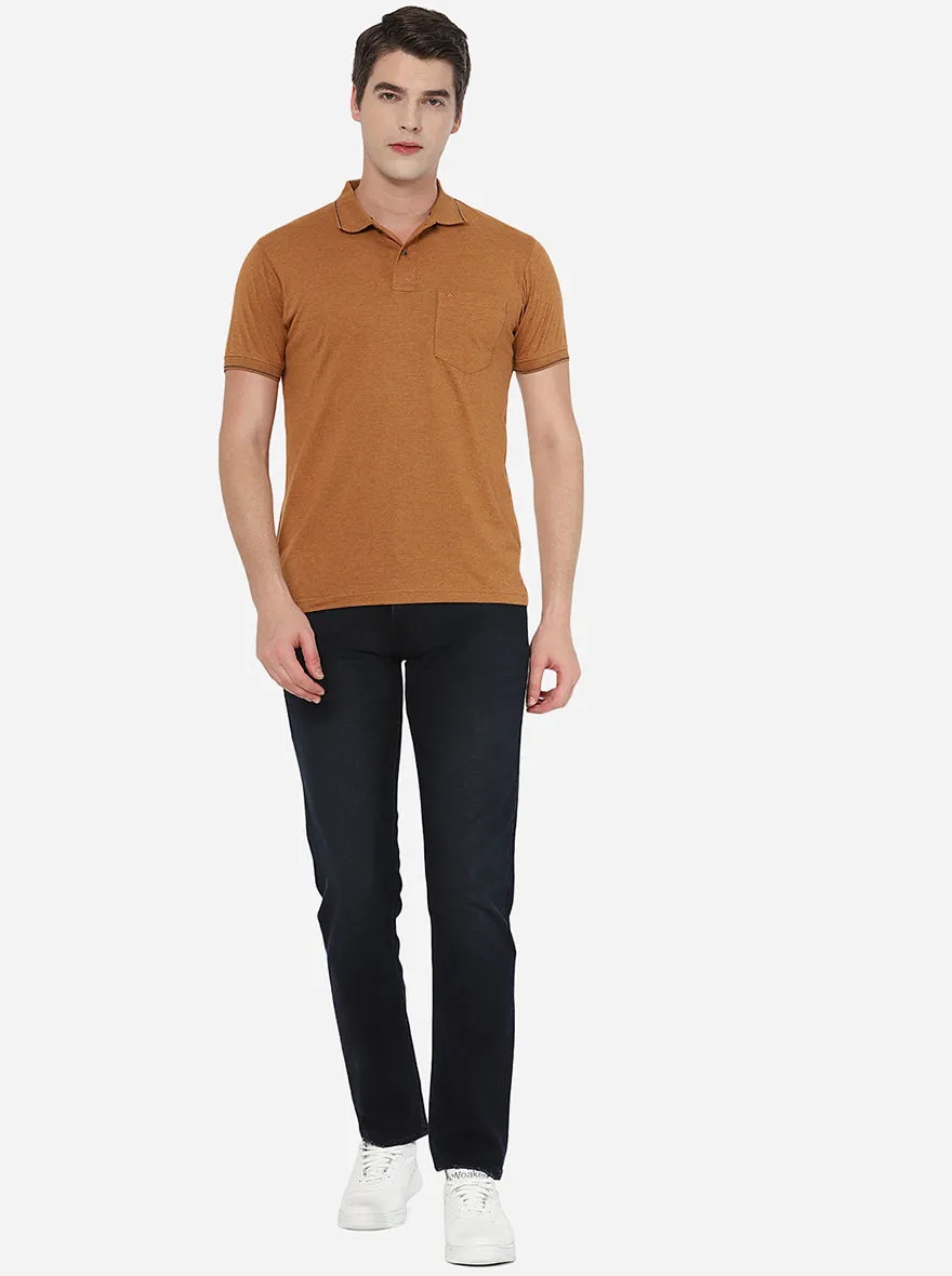 Orange Solid Slim Fit Polo T-Shirt | Greenfibre