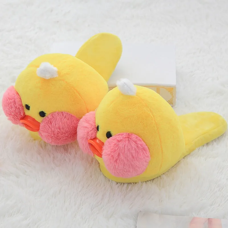 Plush Duck Slippers for Women