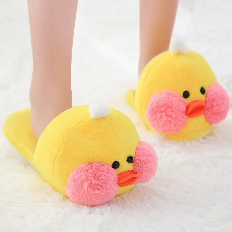 Plush Duck Slippers for Women