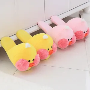 Plush Duck Slippers for Women