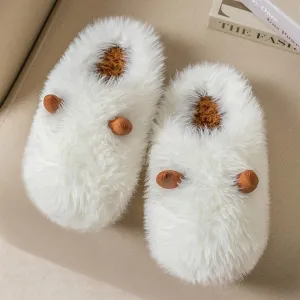 Plush Slippers with 3D Ears for Women