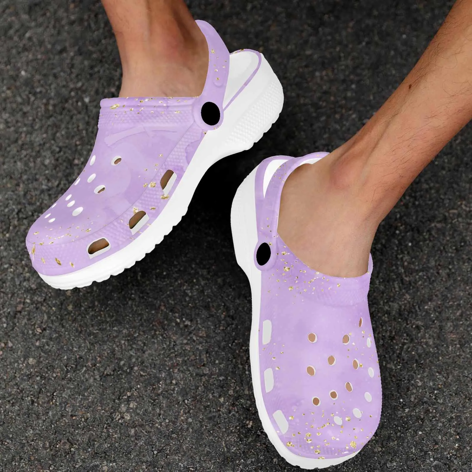 Purple  Custom Print Adults Clogs