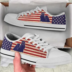 Shih Tzu Dog Usa Flag Low Top Shoes Canvas Sneakers Casual Shoes, Dog Printed Shoes, Canvas Shoes For Men, Women