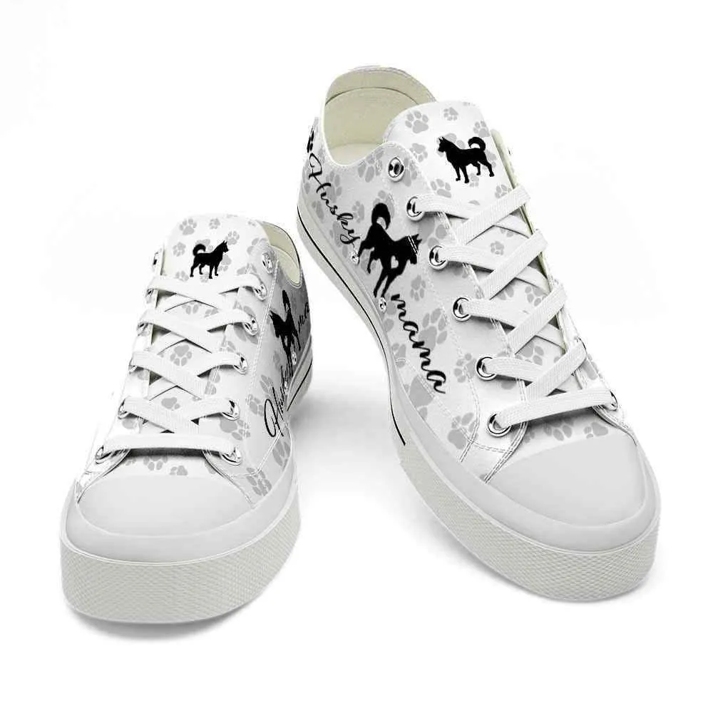 Siberian Husky Paws Pattern Low Top Shoes - Happy International Dog Day Canvas Sneaker, Dog Printed Shoes, Canvas Shoes For Men, Women