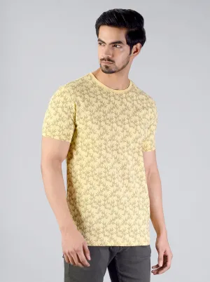 Sunshine Yellow Printed Slim Fit T-shirt | JadeBlue