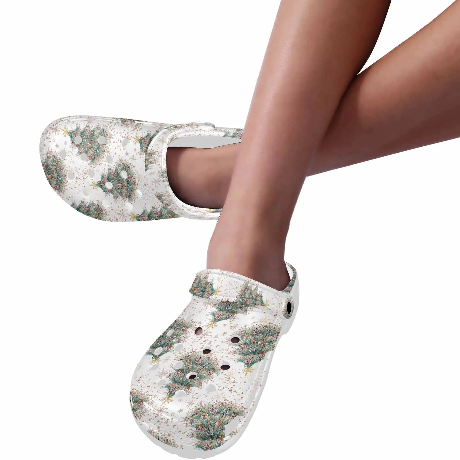 White Christmas 50  Custom Print Adults Clogs