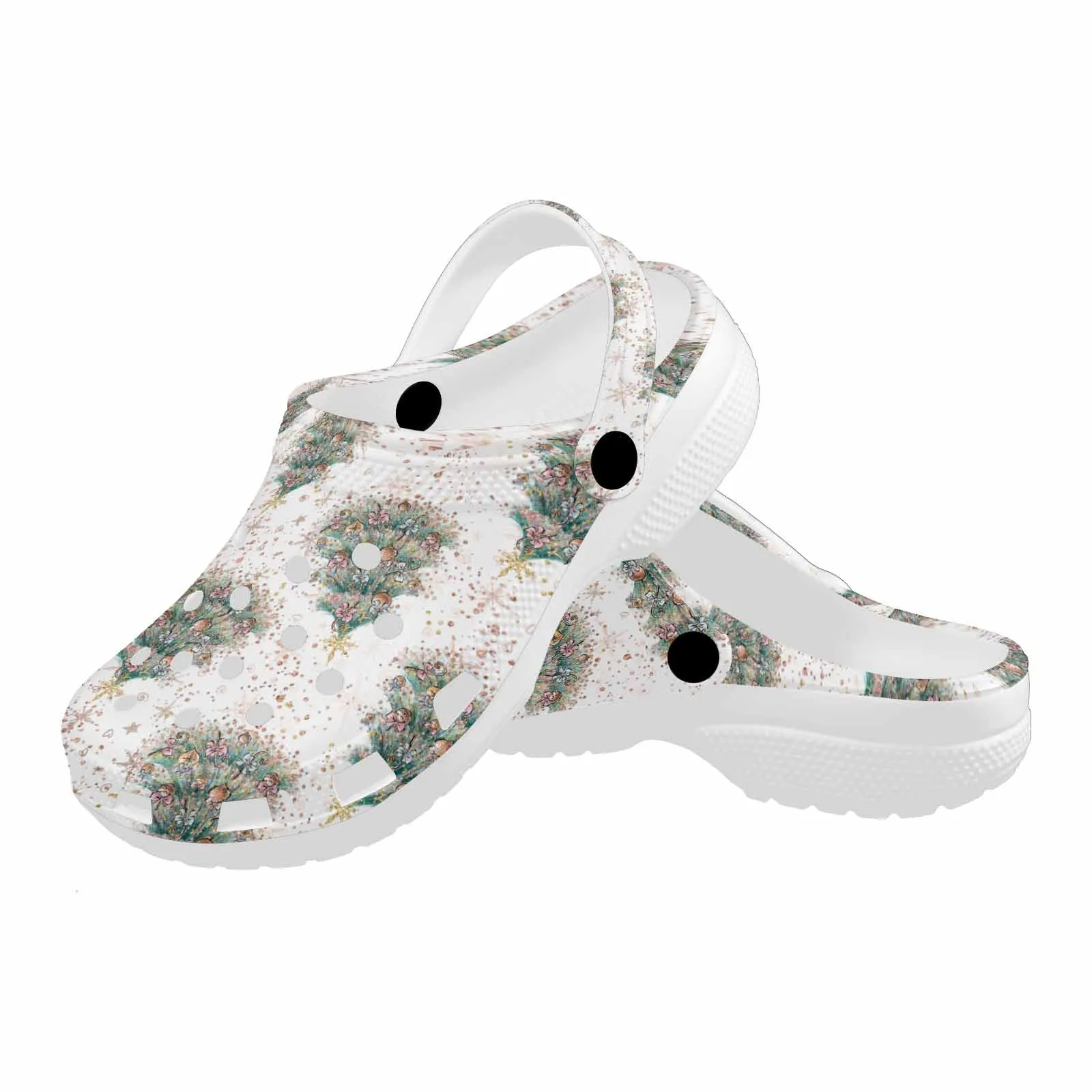 White Christmas  Custom Print Adults Clogs