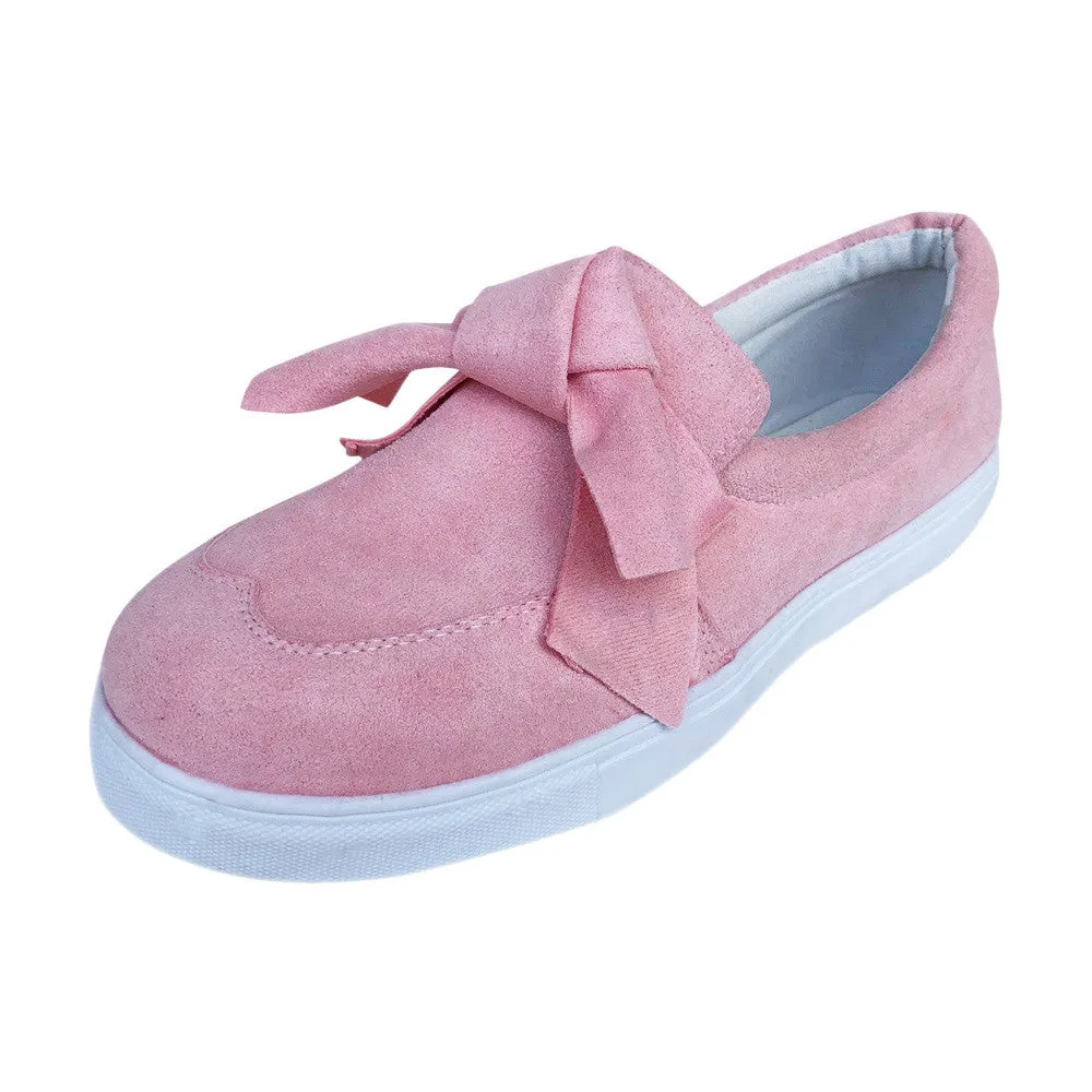 Women's Ladies Shoes Flat Bowknot Slip On Sneakers Fashion Girls Casual Shoes