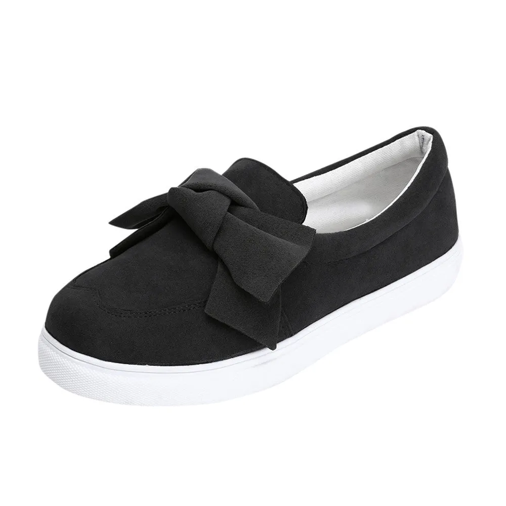 Women's Ladies Shoes Flat Bowknot Slip On Sneakers Fashion Girls Casual Shoes