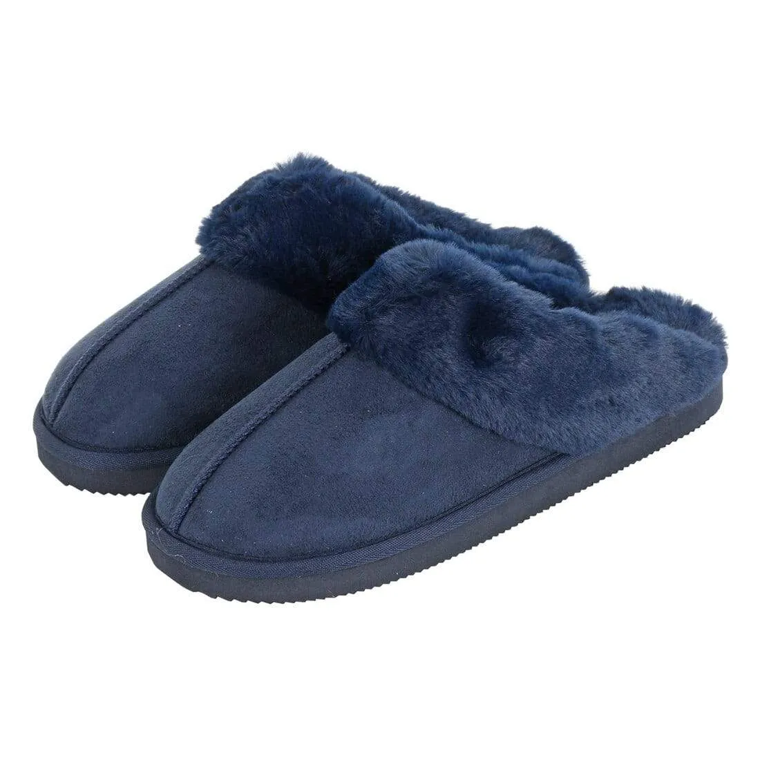 Womens Mule Slippers Luxury Microsuede Faux Fur Non-Slip